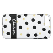 Coques Case-Mate iPhone Motif Pois noir et or personnalisé (Dos (Horizontal))