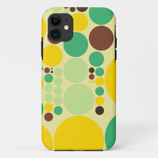 Coques Case-Mate iPhone Motif pois rétro (Vert, Jaune, Brown) (Dos)