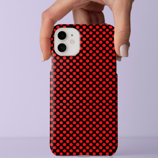 Coques Case-Mate iPhone Motif Pois Rouge Classique Sur Noir Élégant