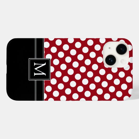 Coques Case-Mate iPhone Motif Poka Dot avec Monogramme (Verso (horizontal))