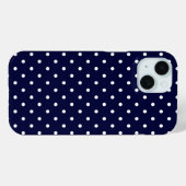 Coques Case-Mate iPhone Motif Polka Classé Blanc Sur Bleu Marine (Verso (horizontal))