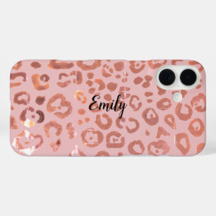 Coques iPhone 16 Plus Motif Poster de animal Empreinte de léopard rose