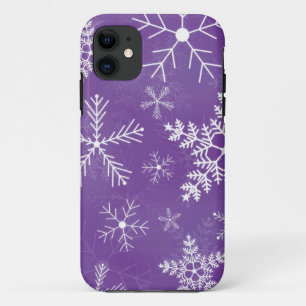 Coque iPhone 11 Motif pourpre et blanc de flocon de neige