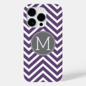 Coques Case-Mate iPhone Motif pourpre et gris Chevron avec Monogram (Verso)