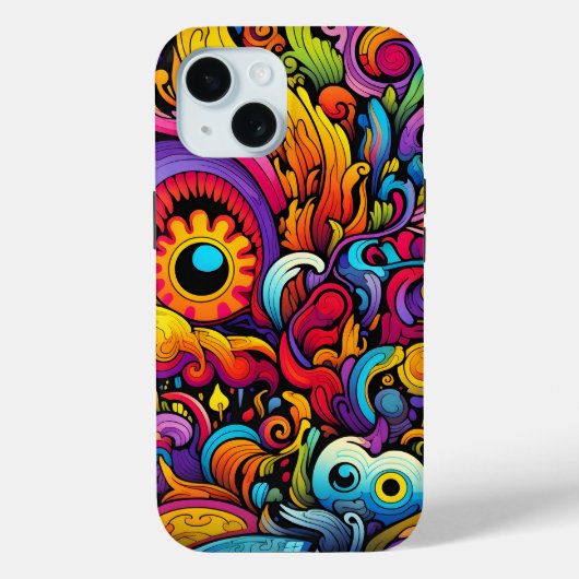Coques Case-Mate iPhone Motif psychédélique coloré (Verso)