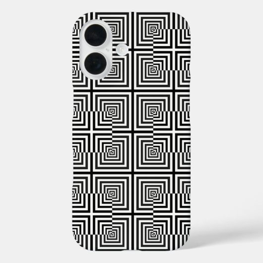 Coques Case-Mate iPhone Motif psychédélique des Carrés noirs rétros (Verso)
