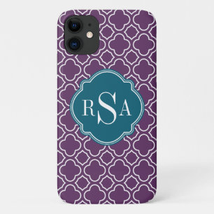 Case-Mate iPhone Case Motif Quatrefoil bleu triple monogramme