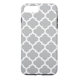 Coques Pour iPhone Motif Quatrefoil gris blanc marocain #5 V