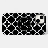 Coques Case-Mate iPhone Motif Quatrefoil noir et blanc Monogramme personna (Verso (horizontal))