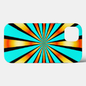 Coques Case-Mate iPhone Motif radial Turquoise orange noir (Verso (horizontal))