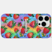 Coques Case-Mate iPhone Motif Rainbow Strawberry avec nom personnalisable (Verso (horizontal))