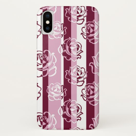 Coques Case-Mate iPhone Motif rayé avec des roses (Dos)