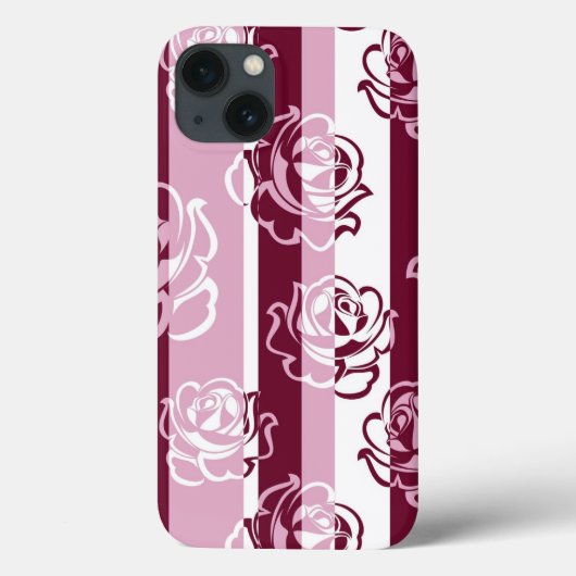 Coques Case-Mate iPhone Motif rayé avec des roses (Verso)