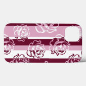 Coques Case-Mate iPhone Motif rayé avec des roses (Verso (horizontal))