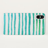Coques Case-Mate iPhone Motif rayé bleu-vert aquarelle (Dos (Horizontal))