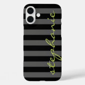 Coques Case-Mate iPhone Motif rayé gris tendance avec nom personnalisé (Verso)