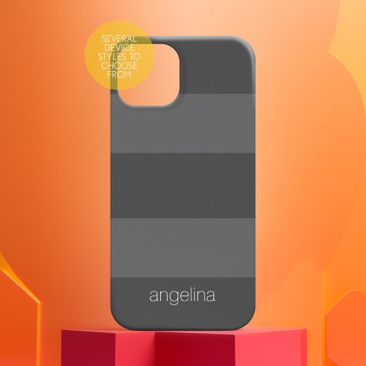 Coques Case-Mate iPhone Motif rayé moderne au charbon de bois et gris Nom