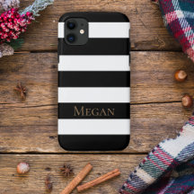 Motif rayé noir et blanc moderne personnalisé