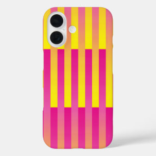 Coques iPhone 16 Motif rayé orange jaune rose