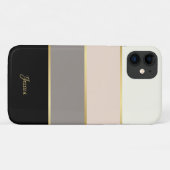 Coques Case-Mate iPhone Motif rayures moderne élégant avec nom (Dos (Horizontal))