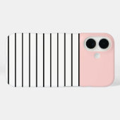 Coques Case-Mate iPhone Motif rayures rose pastel noir blanc  (Verso (horizontal))