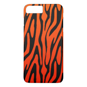 Coque iPhone 7 Plus Motif rayures zèbre orange et noir Cool