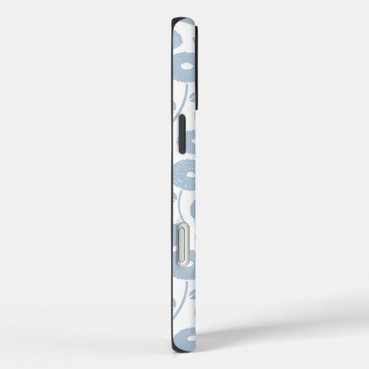 Coques Case-Mate iPhone Motif répété de fleurs floues bleu sur blanc (Verso / Droite)
