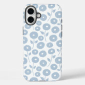 Coques Case-Mate iPhone Motif répété de fleurs floues bleu sur blanc (Verso)