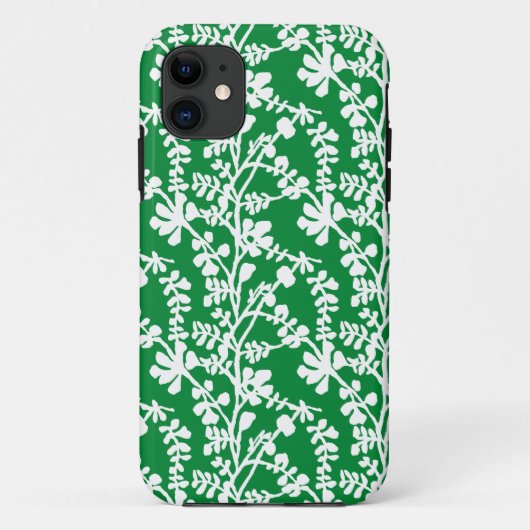 Coques Case-Mate iPhone Motif répété Floral Vert Et Blanc (Dos)