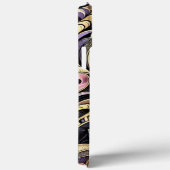 Coques Case-Mate iPhone Motif répétitif de coeur noir violet or (Verso / Droite)