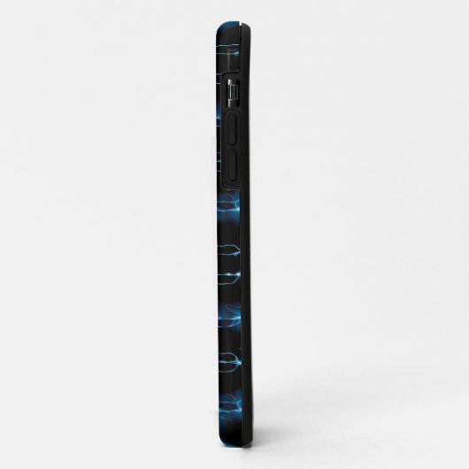 Coques Case-Mate iPhone Motif répétitif de synthèse électrique bleue (Dos/Gauche)