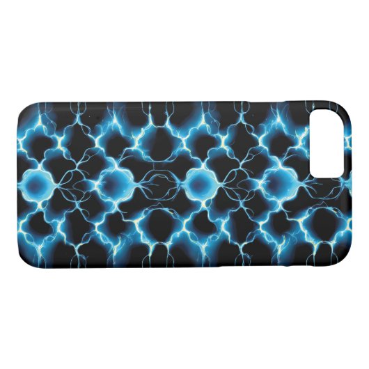 Coques Case-Mate iPhone Motif répétitif de synthèse électrique bleue (Dos (Horizontal))