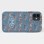 Coques Case-Mate iPhone Motif Rétro Hummingbird| Monogramme (Dos (Horizontal))