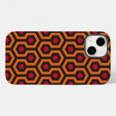 Coques Case-Mate iPhone Motif rétro moderne orange rouge Brown Hexagon (Verso (horizontal))