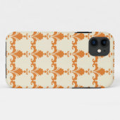 Coques Case-Mate iPhone Motif Rétro Orange Fleur-De-Lis (Dos (Horizontal))
