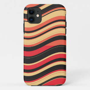 Etui iPhone Case-Mate Motif rétro rouge noir rose rayures ondulées