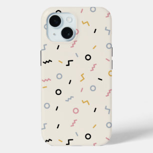 Coque Pour iPhone 15 Motif Retro Squiggle