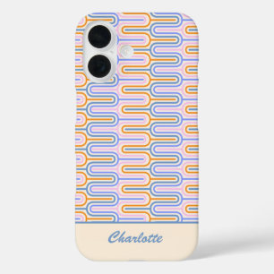 Coques iPhone 16 Motif Retro Super Pastel Lines Personnalisé