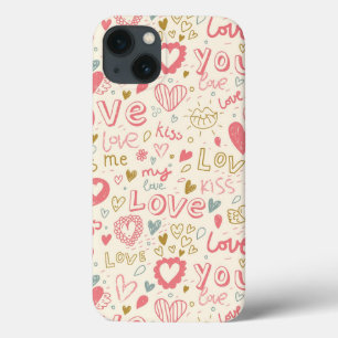 Coques Pour iPhone Motif romantique avec des coeurs et des lèvres