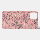 Coques Case-Mate iPhone Motif romantique avec des coeurs et des oiseaux (Verso (horizontal))