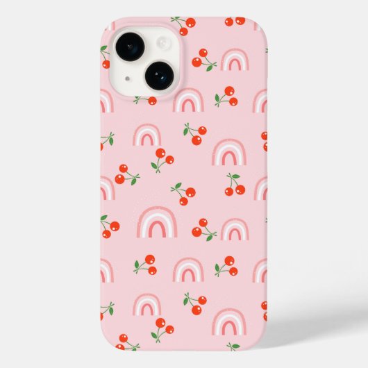 Coques Case-Mate iPhone Motif rose arc-en-ciel cerise (Verso)