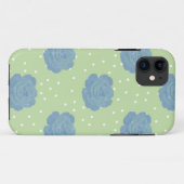 Coques Case-Mate iPhone Motif rose bleu sur fond vert (Dos (Horizontal))