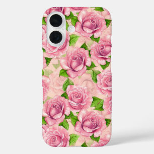Coques iPhone 16 Motif rose d'aquarelle rose