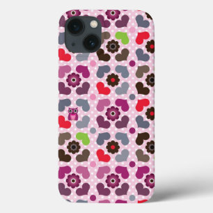 iPhone 13 Case motif rose de fleurs et de hiboux