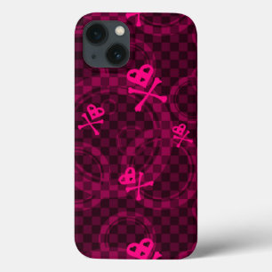 Etui iPhone 13 Motif rose d'Emo avec des cercles