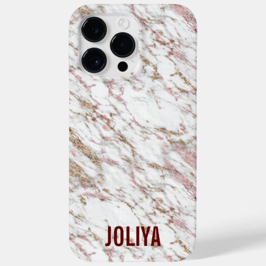 Coques Case-Mate iPhone Motif rose en marbre doré (Verso)