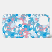 Coques Case-Mate iPhone Motif rose et bleu de chien de camouflage (Verso (horizontal))