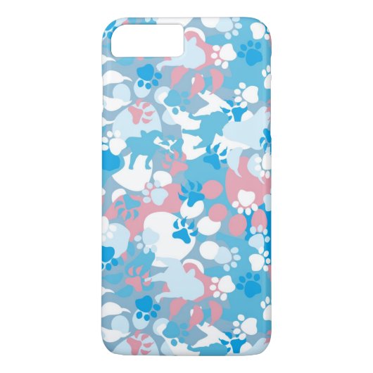 Coques Case-Mate iPhone Motif rose et bleu de chien de camouflage (Dos)