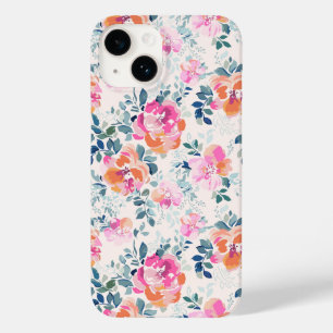 Coque Pour iPhone 14 Motif rose et Turquoise