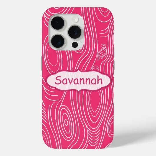 Coques Case-Mate iPhone Motif rose Fuchsia Woodgrain Personnalisé iPhone (Verso)